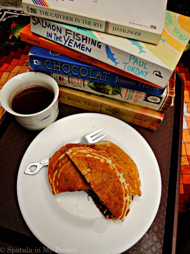 Soft fluffy pancakes stuffed with man’s gift to mankind: Nutella.