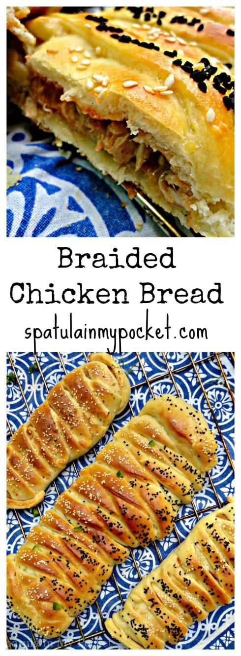 Fresh homemade bread filled with a creamy chicken filling.