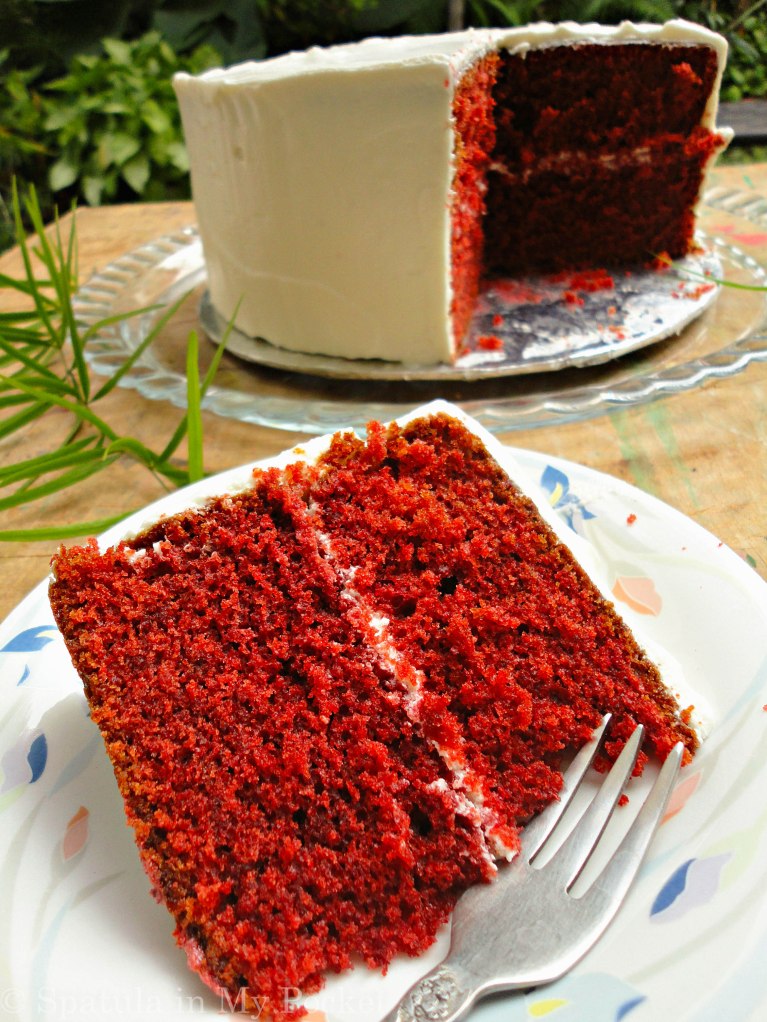 Red Velvet Cake with Whipped Cream Cheese Frosting! Soft and moist; sweet with a hint of tanginess.