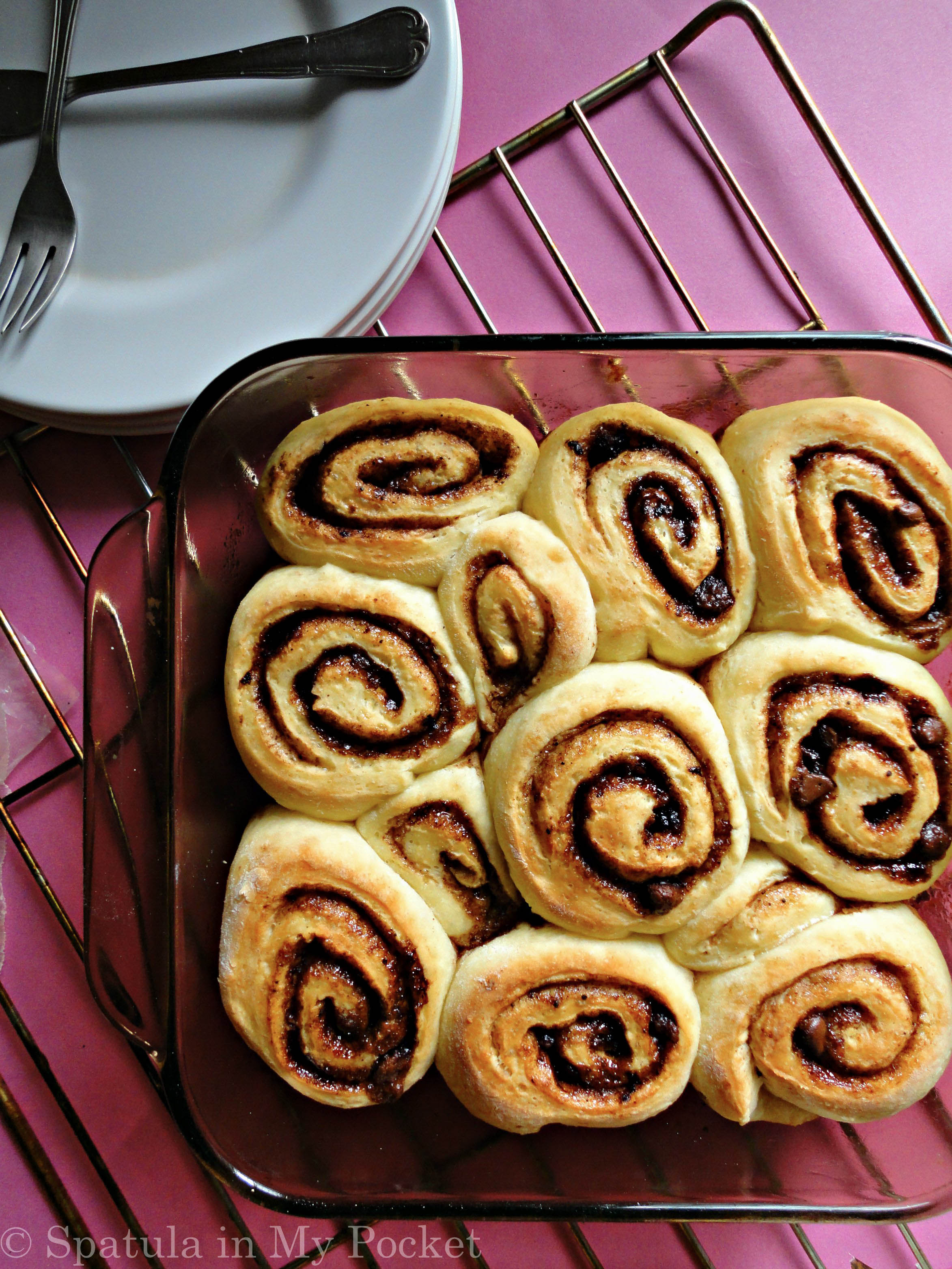 Your standard cinnamon rolls amped up a notch with the glorious addition of coffee and chocolate.