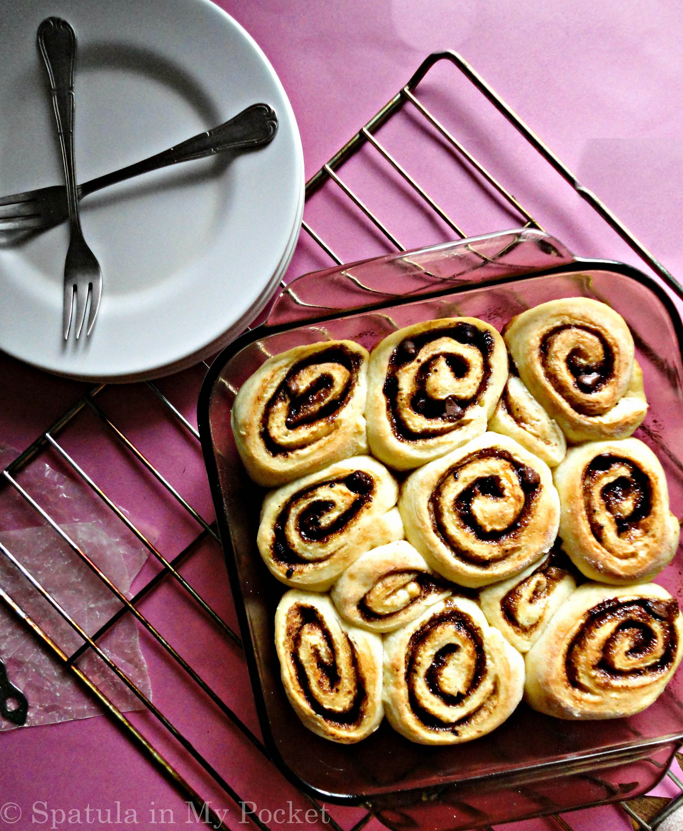 Your standard cinnamon rolls amped up a notch with the glorious addition of coffee and chocolate. 
