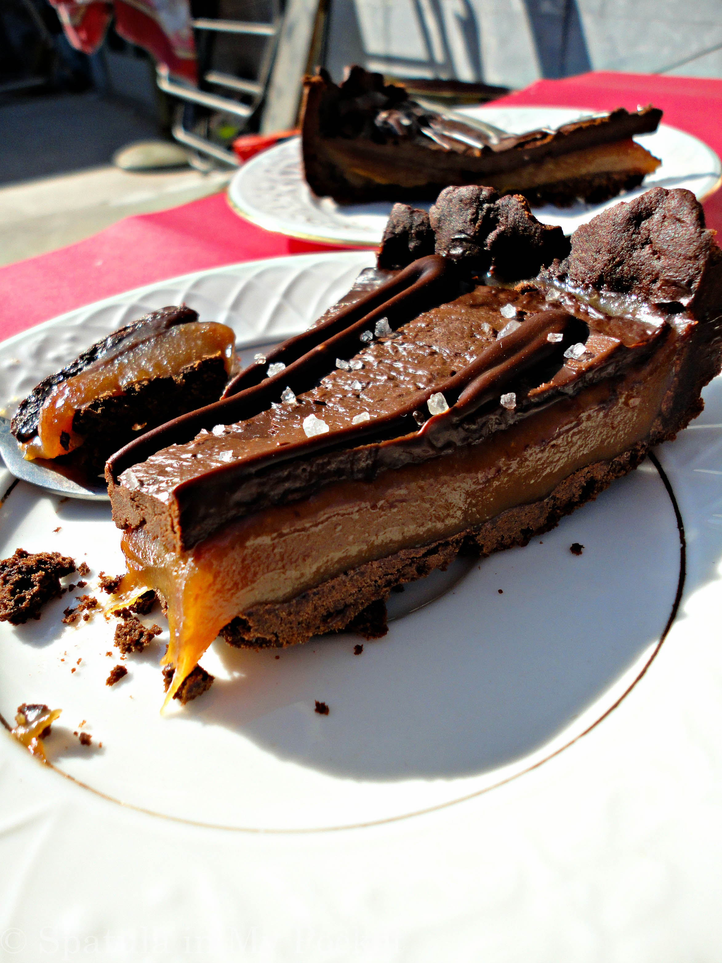 A dark chocolate all-butter cookie crust, lush salted caramel, and an incredibly decadent chocolate ganache –Salted Caramel Chocolate Tart