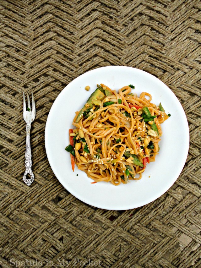If you’re, in this dreaded cold, coveting summer like me, then this is the recipe to make>> Cold Sesame Noodle Salad with Spicy Peanut Sauce. A simple clean recipe, but big on flavors.
