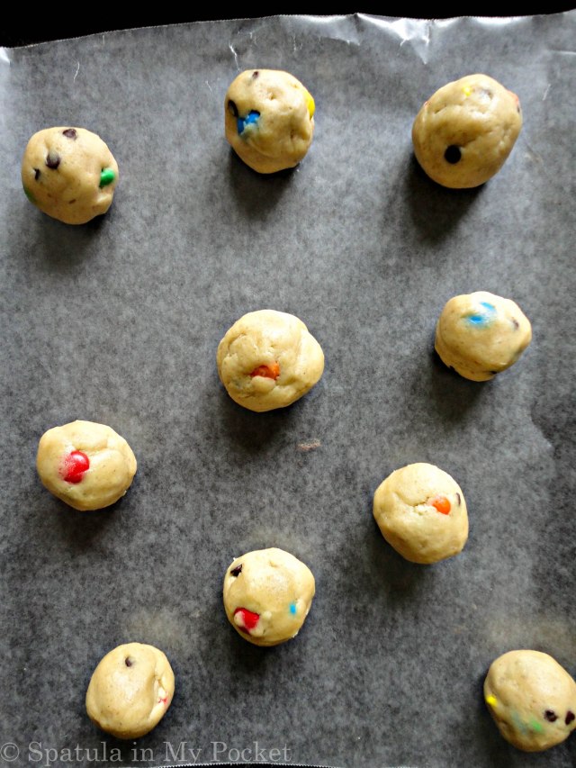 Soft, chewy cookies studded with M&Ms.