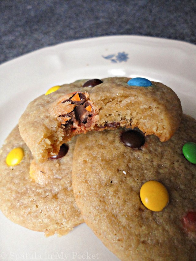 Soft, chewy cookies studded with M&Ms.