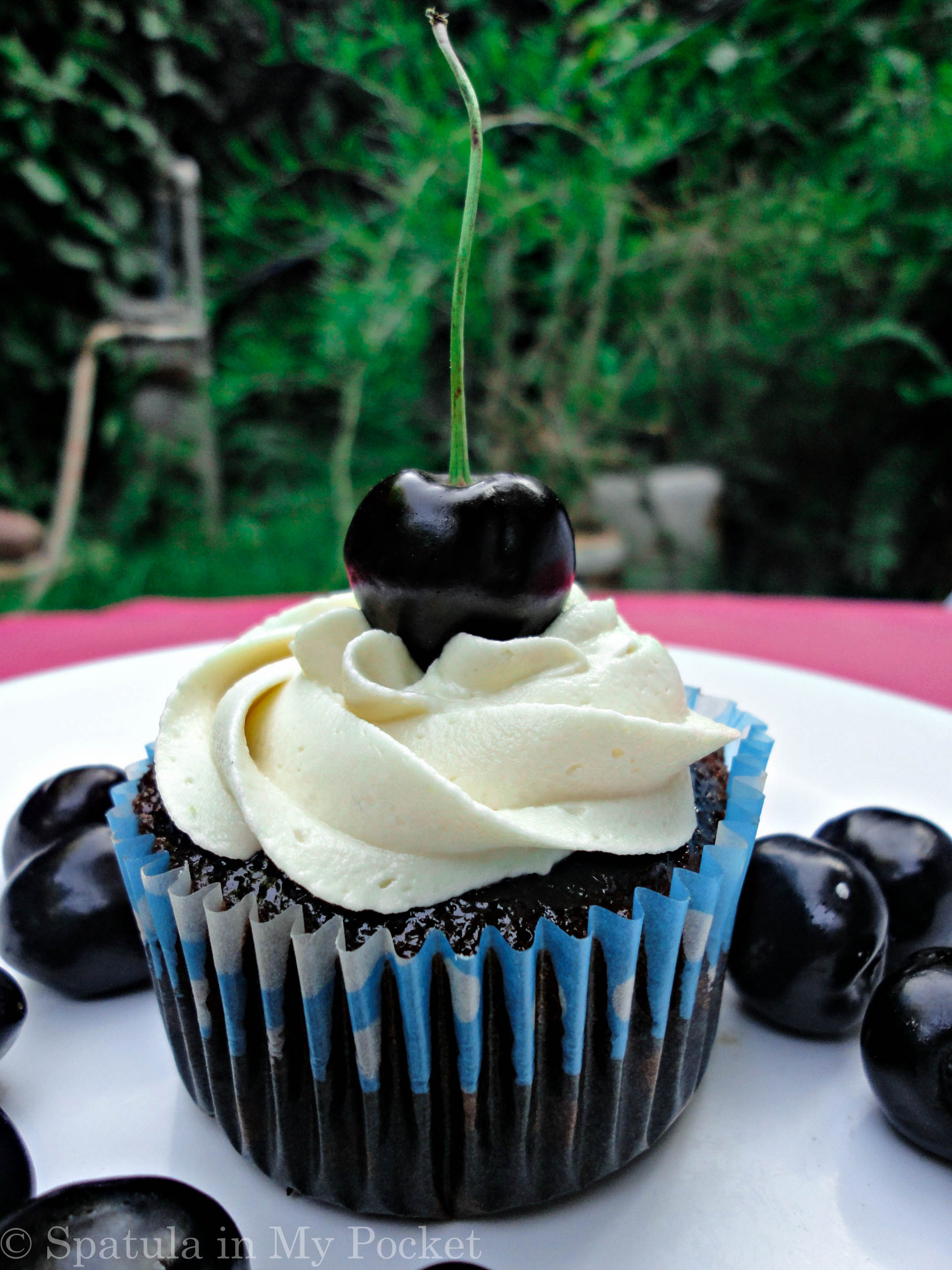 Moist Chocolate Cupcakes + Cherry Compote + Whipped Cream = YESPLEASE