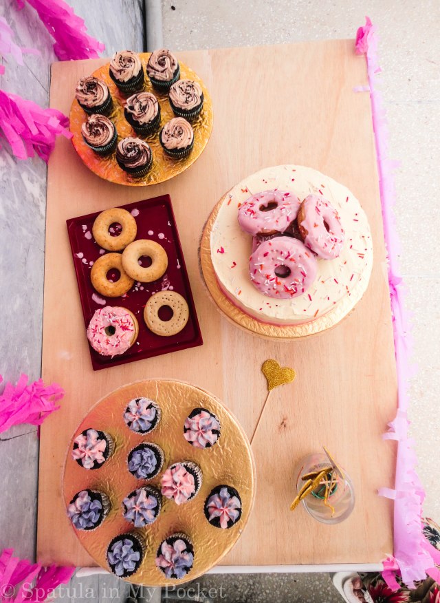 Classic Chocolate Cake with Swiss Meringue Buttercream on Spatula in My Pocket's 1st Blogiversary