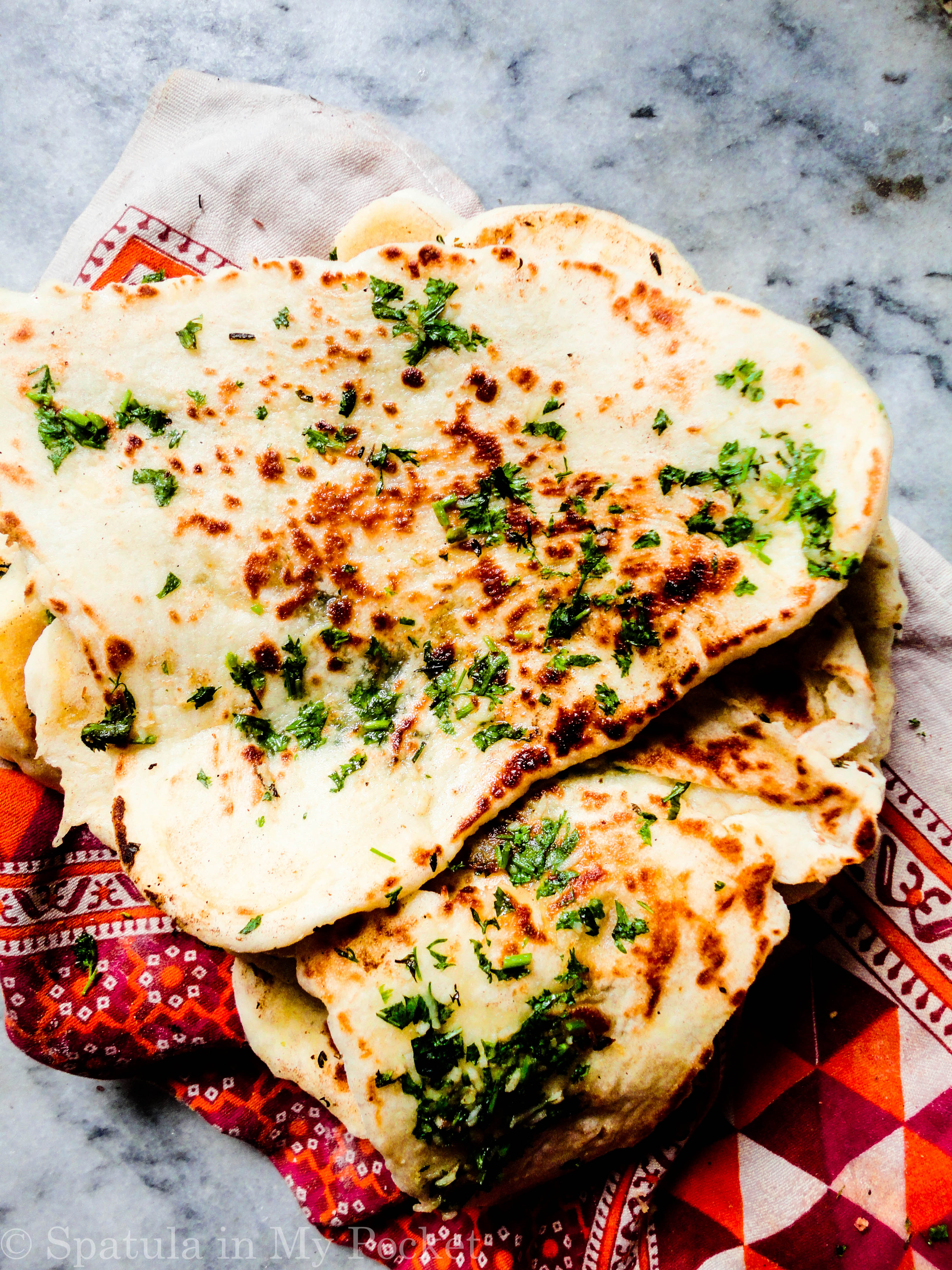 Buttery and garlicky, these naan are incredibly soft with all those giant air pockets. 