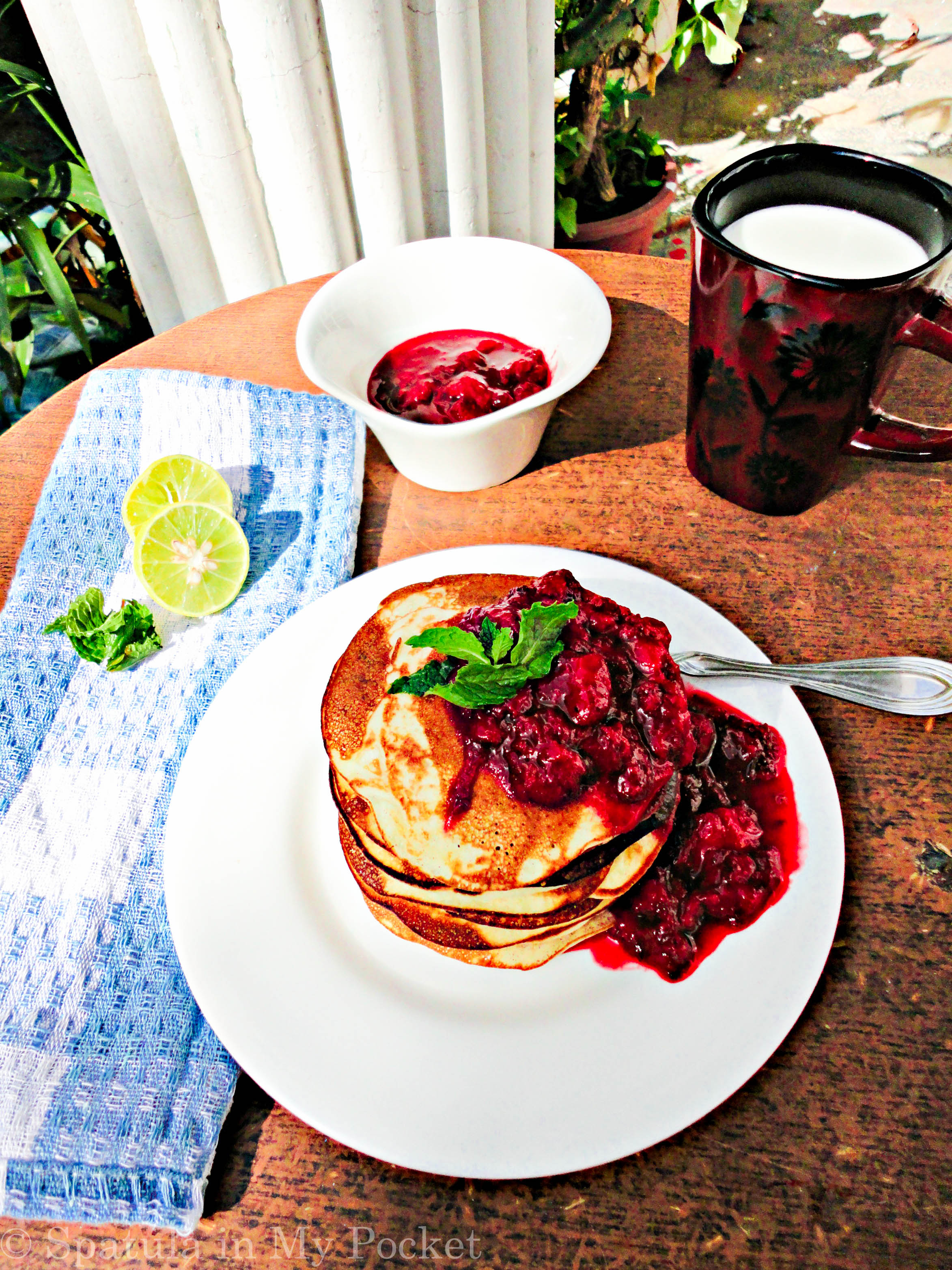 Make use of the fresh strawberries this spring to jazz up your pancakes. Leftover compote is delicious drizzled over ice cream.