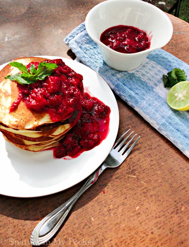 Make use of the fresh strawberries this spring to jazz up your pancakes. Leftover compote is delicious drizzled over ice cream.