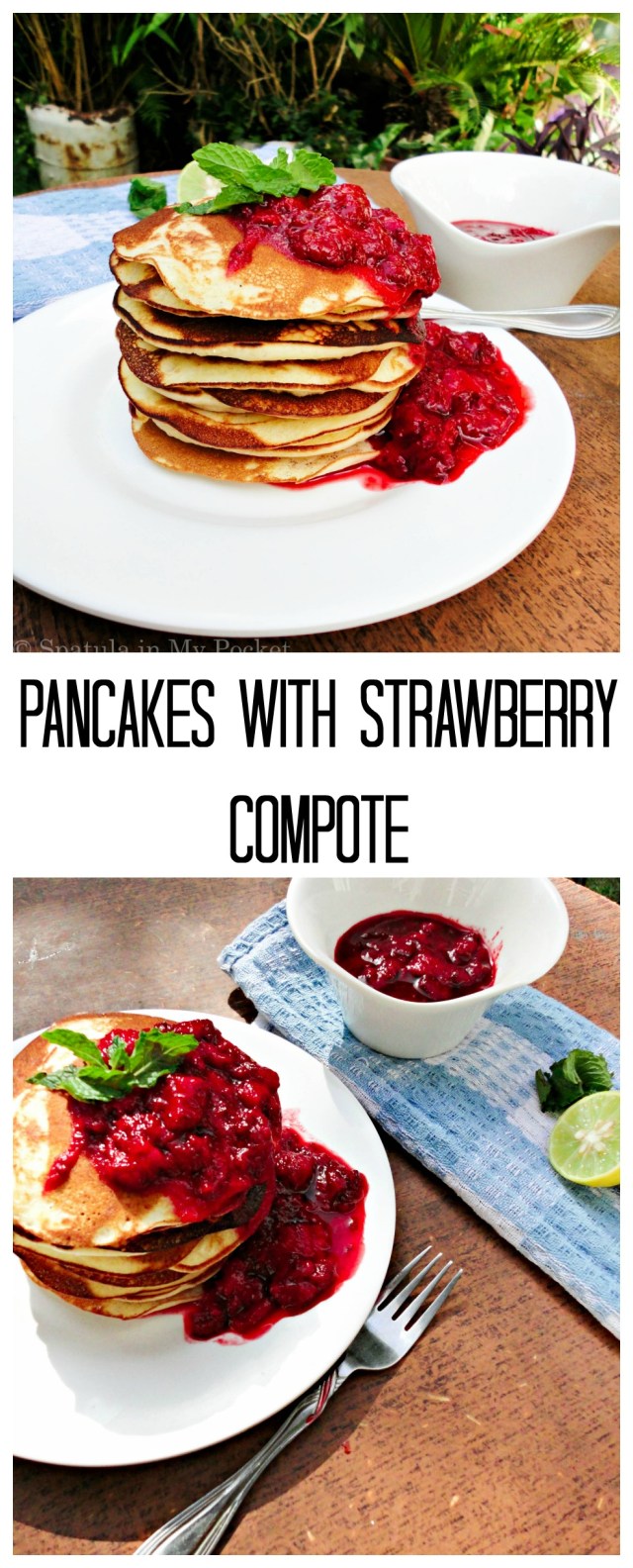 Make use of the fresh strawberries this spring to jazz up your pancakes. Leftover compote is delicious drizzled over ice cream.