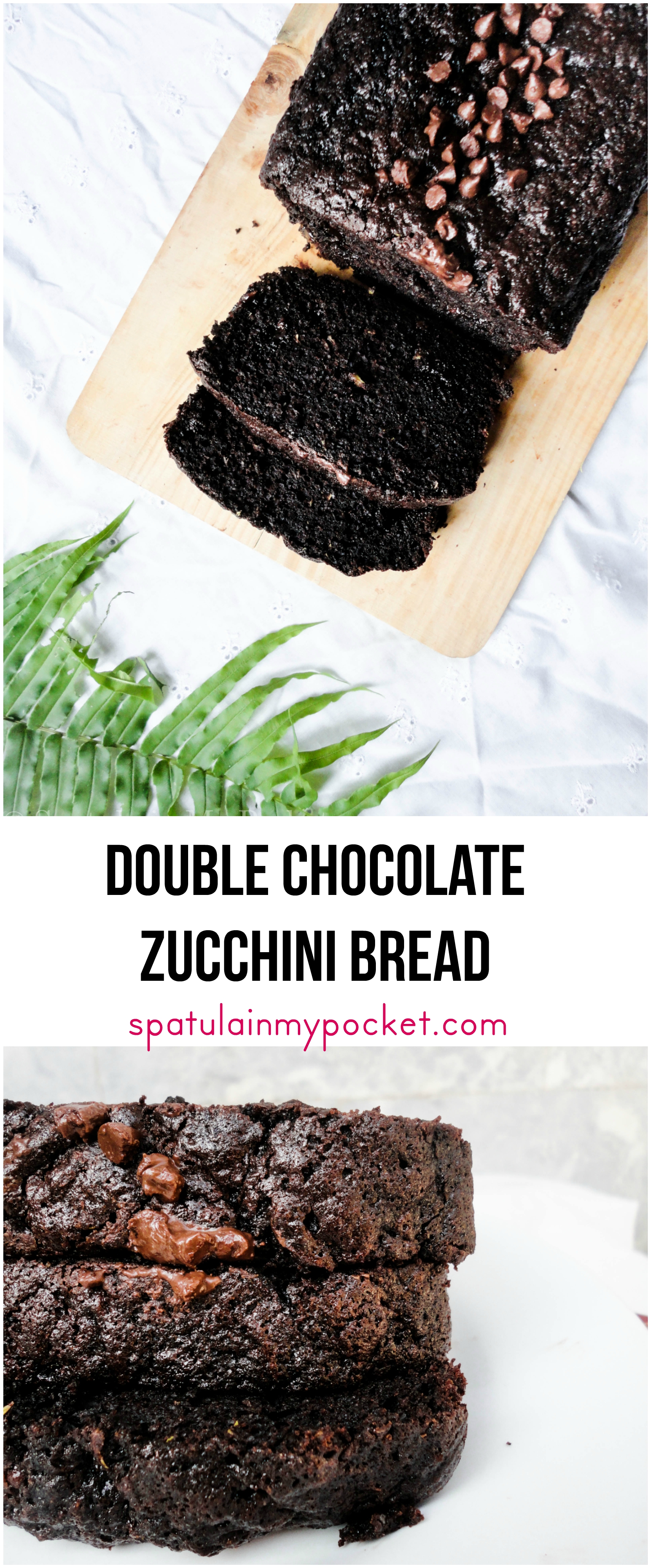 Double Chocolate Zucchini Bread: deliciously moist, intense and chocolatey  #moist #chocolate #zucchinibread #delicious