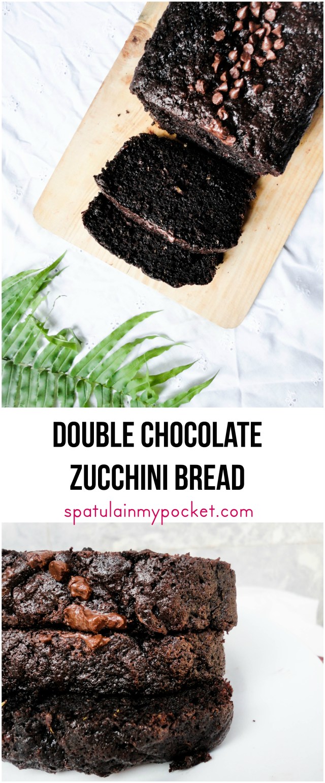Double Chocolate Zucchini Bread: deliciously moist, intense and chocolatey  #moist #chocolate #zucchinibread #delicious