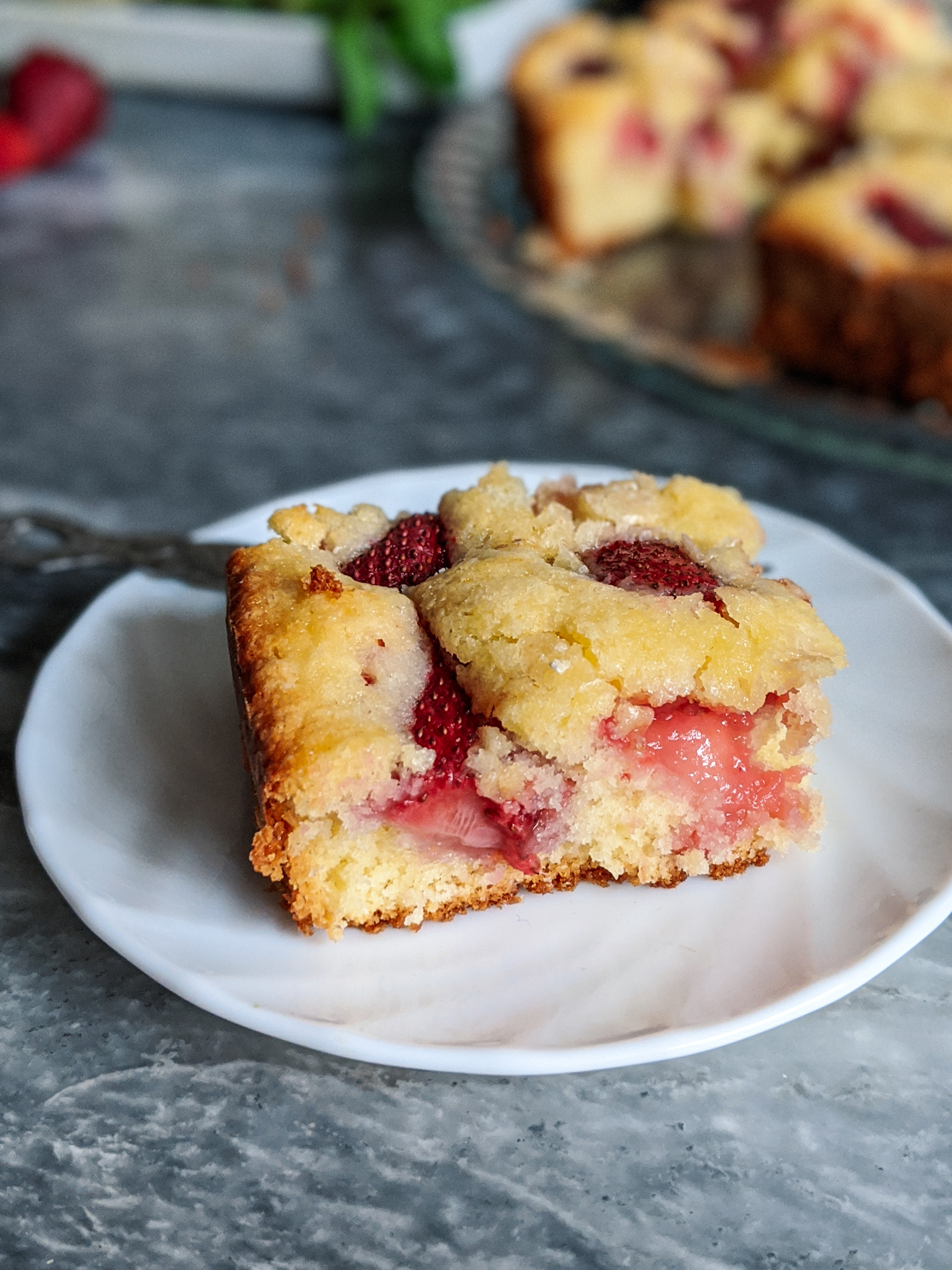 Delicious moist strawberry cake.